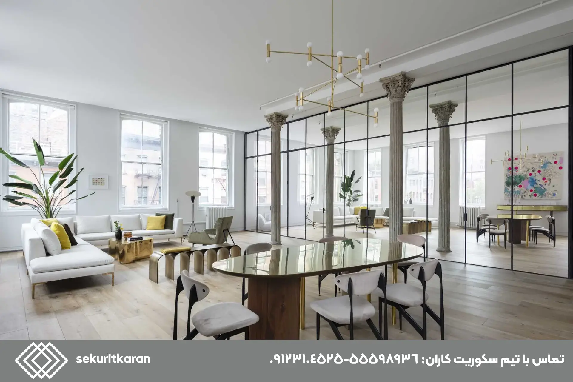 انواع کاربرد آینه کاری - آینه کاری دیوار پذیرایی