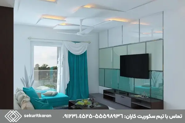 انواع دیوار شیشه ای - ديوار شیشه اي در پذیرايي و نشيمن