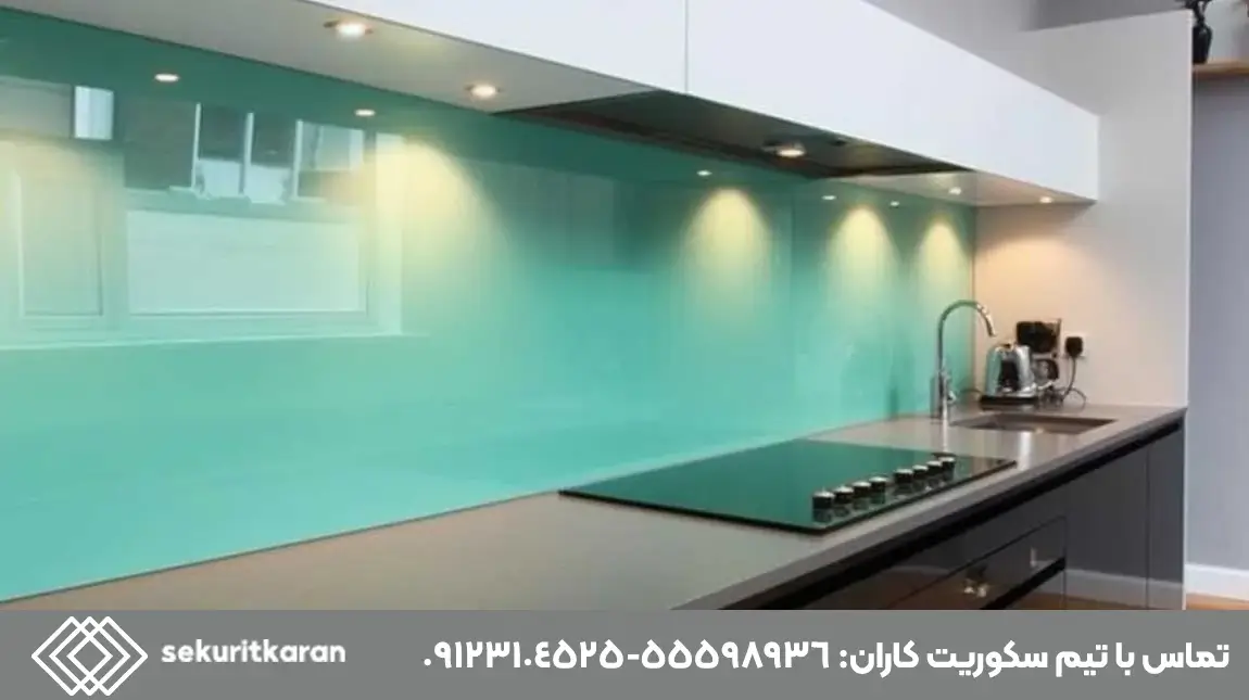 انواع دیوار شیشه ای - دیوارپوش شیشه بین کابینتی